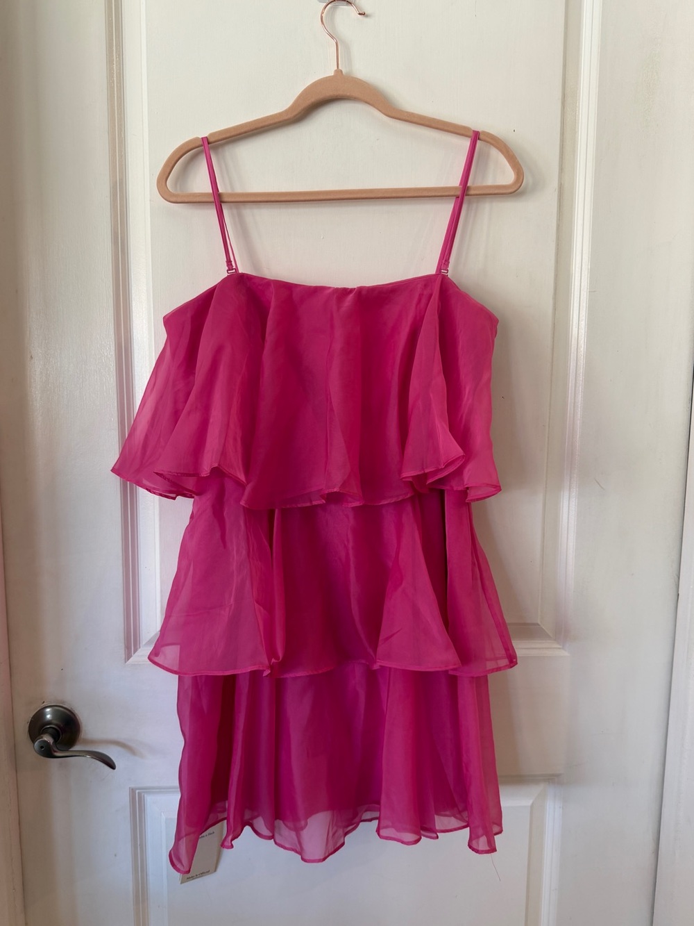 Abercrombie & Fitch Hot Pink Tiered Spaghetti Strap Dress